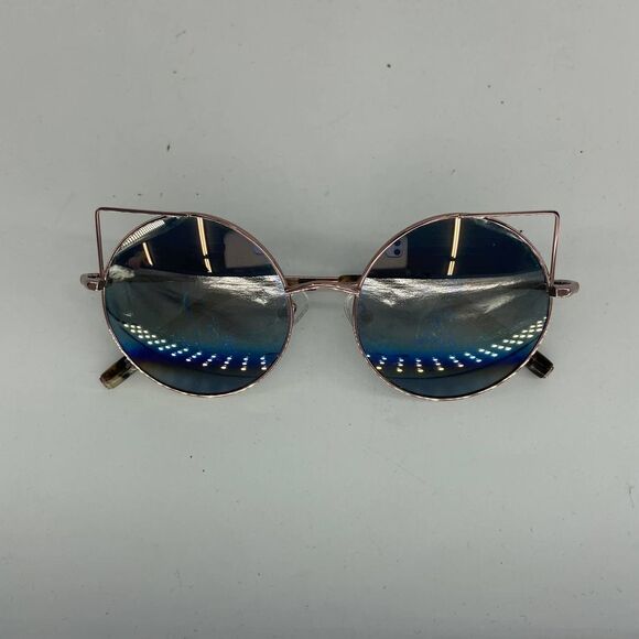 Matthew Williamson Round Mirrored Winged Cat Eye Rose Gold Tone Sunglasses - Picture 5 of 10